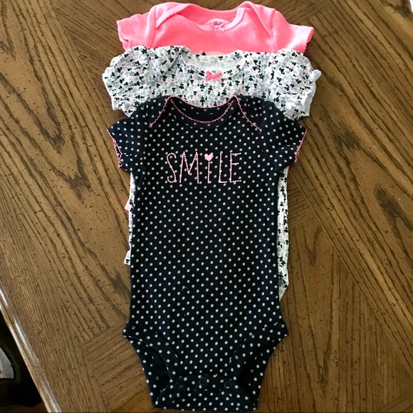 Carter/'s Child of Mine Baby Girls 3 pack long sleeve bodysuits NWT
